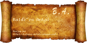Balázs Antal névjegykártya